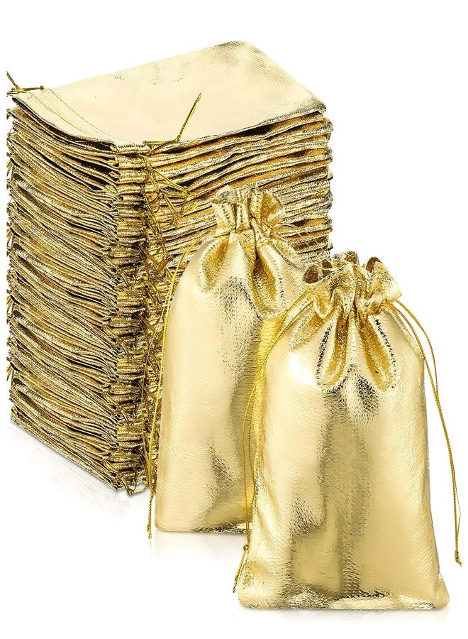 Metsi Golden Organza Drawstring Gift Bags, 4 x 6 Inch Sheer Reusable Pouches with Double Tie Closure, Gold Favor Bags for Jewelry Wedding Party Baby Shower Events - Pack of 25 - Image 1